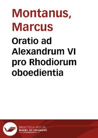 Portada:Oratio ad Alexandrum VI pro Rhodiorum oboedientia / [Marcus Montanus]