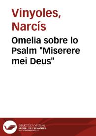 Portada:Omelia sobre lo Psalm "Miserere mei Deus" / [Narcís Vinyoles]