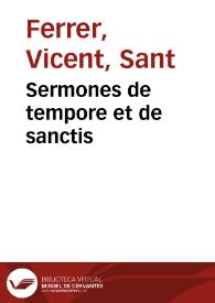 Portada:Sermones de tempore et de sanctis / [Sant Vicent Ferrer]