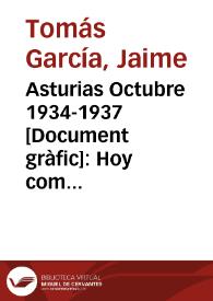 Portada:Asturias Octubre 1934-1937 : Hoy como ayer el Socorro Rojo de España cuidará de vuestras familias / Tomás