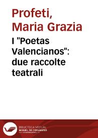 I "Poetas Valencianos": due raccolte teatrali / Maria Grazia Profeti | Biblioteca Virtual Miguel de Cervantes