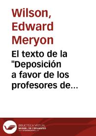 Portada:El texto de la \"Deposición a favor de los profesores de la pintura\", de Don Pedro Calderón de la Barca / por Edward M. Wilson