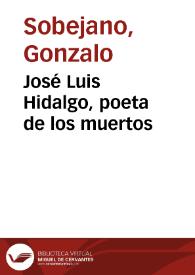 Portada:José Luis Hidalgo, poeta de los muertos / Gonzalo Sobejano