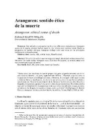 Portada:Aranguren : sentido ético de la muerte = Aranguren : ethical sense of death / Enrique Bonete Perales