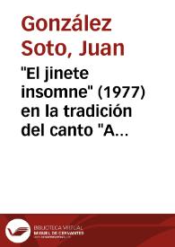 "El jinete insomne" (1977) en la tradición del canto "Apu Inka Atawallpaman" / Juan González Soto | Biblioteca Virtual Miguel de Cervantes