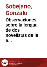 Portada:Observaciones sobre la lengua de dos novelistas de la emigración: Max Aub y Fco. Ayala / Gonzalo Sobejano