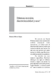 Portada:Dilemas morales, discrecionalidad y azar / Eduardo Rivera López