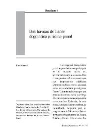 Portada:Dos formas de hacer dogmática jurídico-penal / Luis Greco