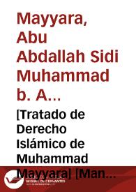 Portada:[Tratado de Derecho Islámico de Muhammad Mayyara]  [Manuscrito]