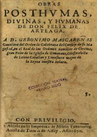 Portada:Obras posthvmas, divinas, y hvmanas de don Felix de Arteaga