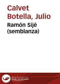 Portada:Ramón Sijé (semblanza) / Julio Calvet Botella