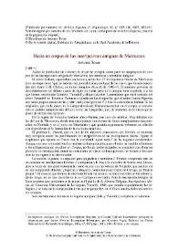 Portada:Hacia un corpus de las inscripciones antiguas de Marruecos / Antonio Tovar