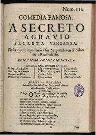 A secreto agravio secreta vengança | Biblioteca Virtual Miguel de Cervantes