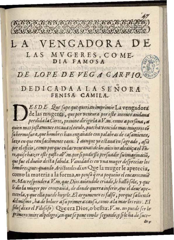 La vengadora de las mujeres | Biblioteca Virtual Miguel de Cervantes