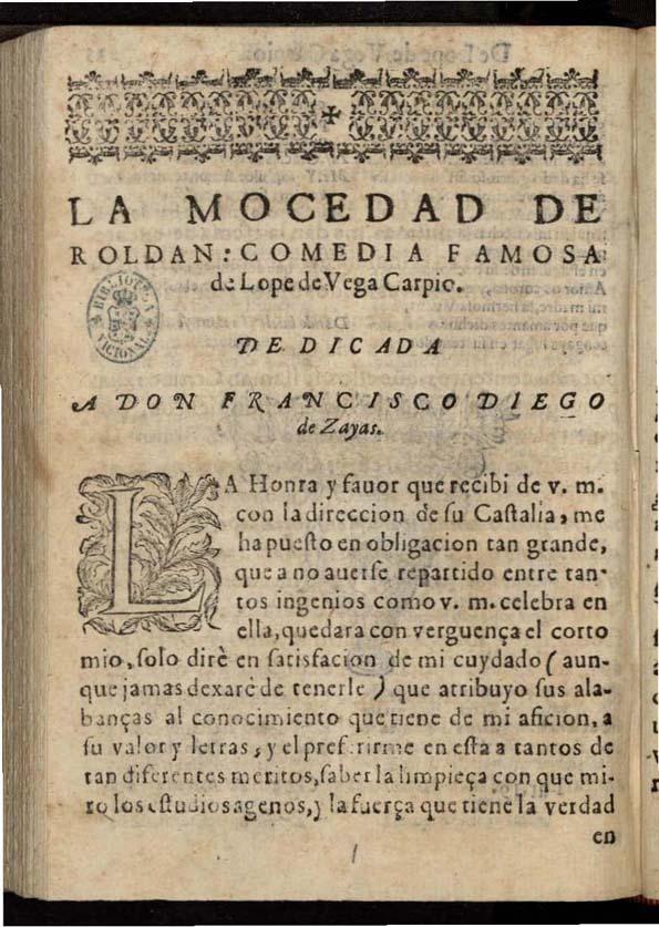 La mocedad de Roldan | Biblioteca Virtual Miguel de Cervantes