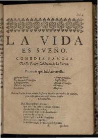 La vida es sueño : La gran comedia / de D. Pedro Calderon de la Barca | Biblioteca Virtual Miguel de Cervantes