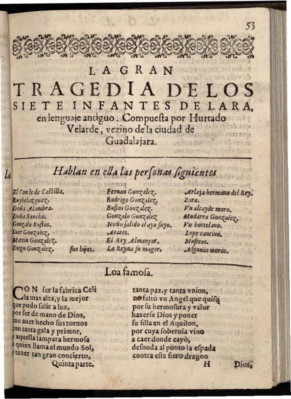 Tragedia de los siete Infantes de Lara | Biblioteca Virtual Miguel de Cervantes