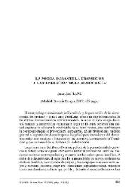 Portada:La poesía durante la Transición y la generación de la democracia / Luis Bagué Quílez