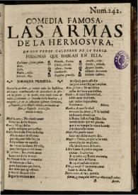 Las armas de la hermosura / de Don Pedro Calderon de la Barca | Biblioteca Virtual Miguel de Cervantes