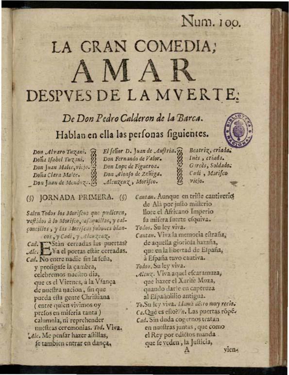 Amar despues [sic] de la muerte / Pedro Calderón de la Barca | Biblioteca Virtual Miguel de Cervantes
