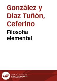 Portada:Filosofía elemental / Ceferino González
