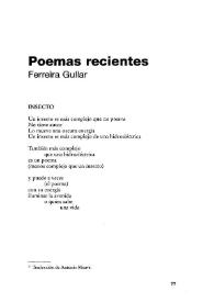 Portada:Poemas recientes / Ferreira Gullar