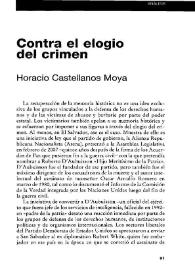 Portada:Contra el elogio del crimen / Horacio Castellanos Moya