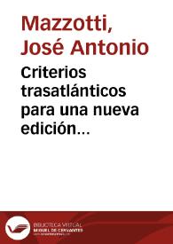 Portada:Criterios trasatlánticos para una nueva edición crítica de los \"Comentarios reales\"