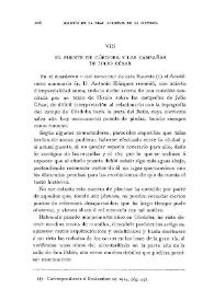 Portada:El puente de Córdoba y las campañas de Julio César / N.Sentenach