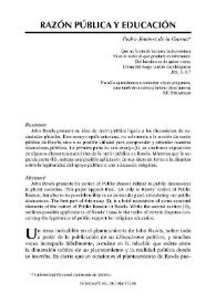 Portada:Razón pública y educación / Pedro Jiménez de la Garma