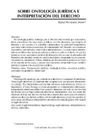 Portada:Sobre ontología jurídica e interpretación del Derecho / Rafael Hernández Marín