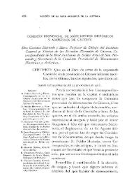 Portada:Comisión Provincial de Monumentos Históricos y Artísticos de Cáceres [Actas de las sesiones del 22 de octubre de 1918] / Gustavo Hurtado
