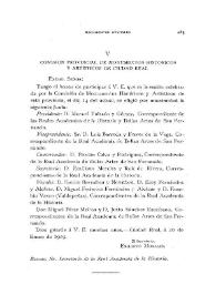 Portada:Comisión Provincial de Monumentos Históricos y Artísticos de Ciudad Real [Elección de la Junta, 14 de enero de 1919] / Emiliano Morales