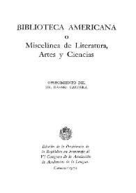 Biblioteca Americana o Miscelánea de Literatura, Artes y Ciencias | Biblioteca Virtual Miguel de Cervantes