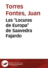 Portada:Las \"Locuras de Europa\" de Saavedra Fajardo / por Juan Torres Fontes