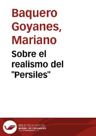 Portada:Sobre el realismo del \"Persiles\" / Mariano Baquero Goyanes