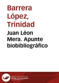 Portada:Juan Léon Mera. Apunte biobibliográfico / Trinidad Barrera