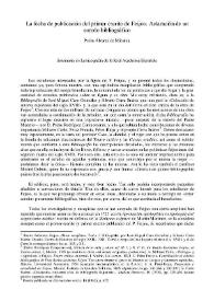 Portada:La fecha de publicación del primer escrito de Feijoo. Aclaración de un enredo bibliográfico / Pedro Álvarez de Miranda