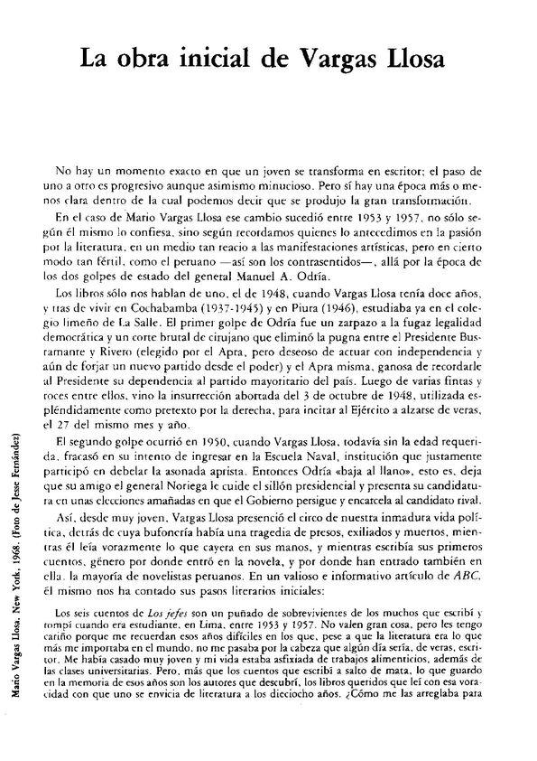 La obra inicial de Vargas Llosa / Carlos E. Zavaleta | Biblioteca Virtual Miguel de Cervantes