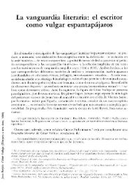 Portada:La vanguardia literaria: el escritor como vulgar espantapájaros / Fernando R. Lafuente
