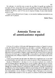 Portada:Antonio Tovar en el americanismo español / Antonio Lago Carballo