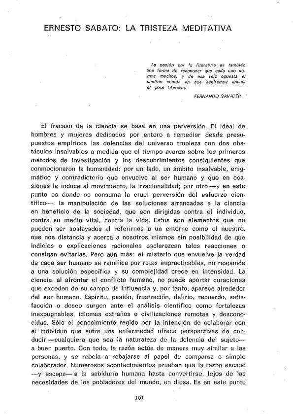 Ernesto Sábato: la tristeza meditativa / Francisco J. Satue | Biblioteca Virtual Miguel de Cervantes