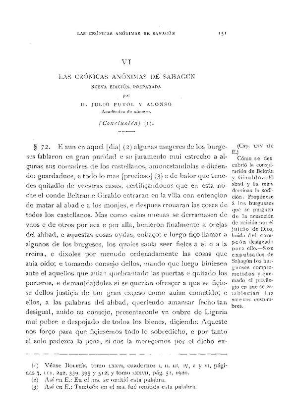 Las Crónicas anónimas de Sahagún (Conclusión) / Julio Puyol | Biblioteca Virtual Miguel de Cervantes