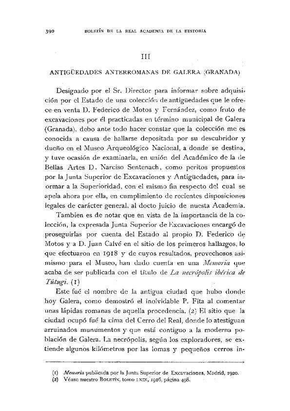 Antigüedades anterromanas de Galera (Granada) / José Ramón Mélida | Biblioteca Virtual Miguel de Cervantes