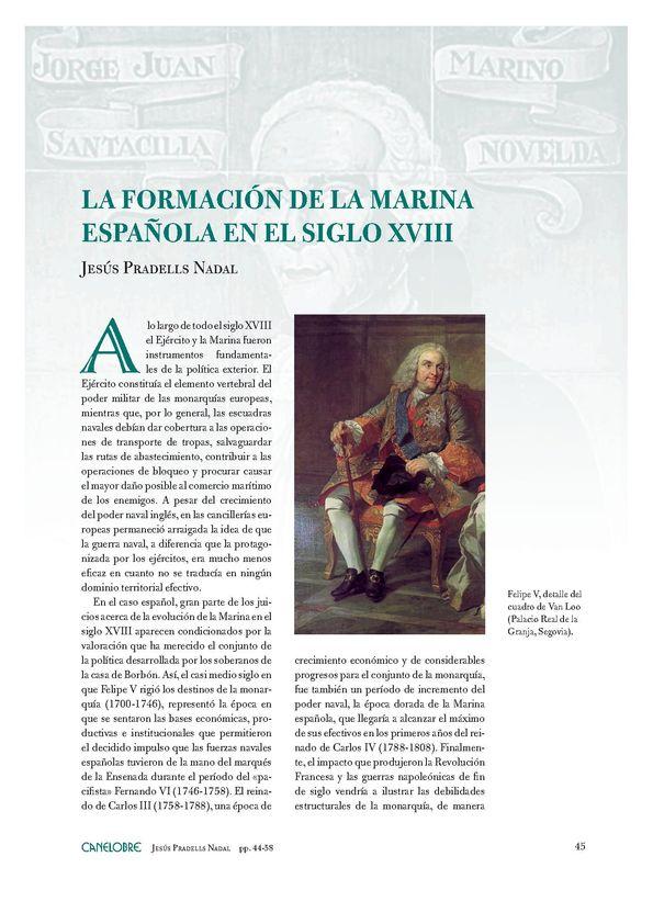 La formación de la Marina española en el siglo XVIII / Jesús Pradells Nadal | Biblioteca Virtual Miguel de Cervantes