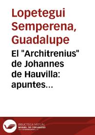 Portada:El \"Architrenius\" de Johannes de Hauvilla: apuntes para una caracterización genérica / Guadalupe Lopetegui Semperena