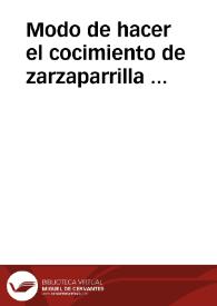 Portada:Modo de hacer el cocimiento de zarzaparrilla ...