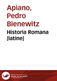 Portada:Historia Romana [latine] / a Petro Candido Decembrio traducta.