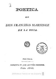 Portada:Poética / de Francisco Martínez de la Rosa