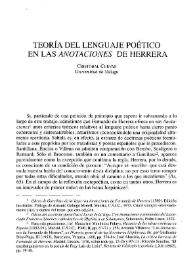 Portada:Teoría del lenguaje poético en las \"Anotaciones\" de Herrera